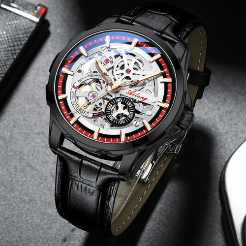 Relógio Ailang Enigma Ultron - Pulseira de Couro Black Red