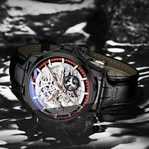 Relógio Ailang Enigma Ultron - Pulseira de Couro Black Red