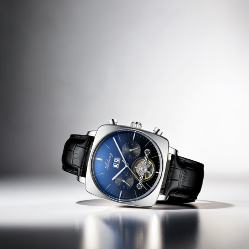 Relógio Ailang Tempus - Pulseira de Couro Silver Black